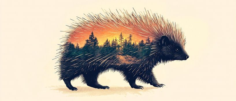 Hedgehog with landscape by Poster Art Shop