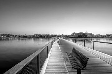 Scharbeutz new pier in black and white by Manfred Voss, Black-White Photography