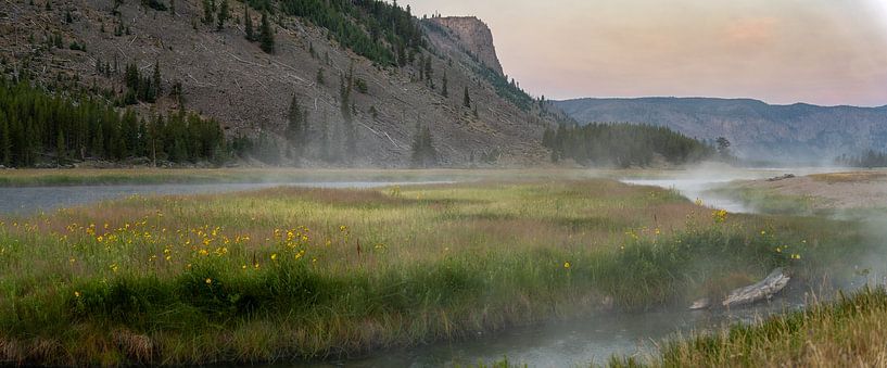 sunrise Yellowstone National Park, Madison River, USA by Jeroen van Deel