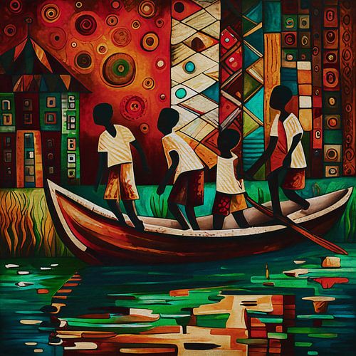 Joyous Play by the Serene River: A Tribute to Childhood