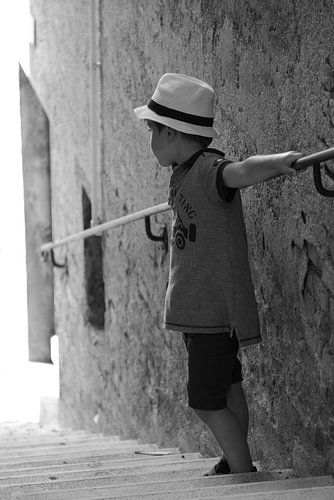 Looking back.
