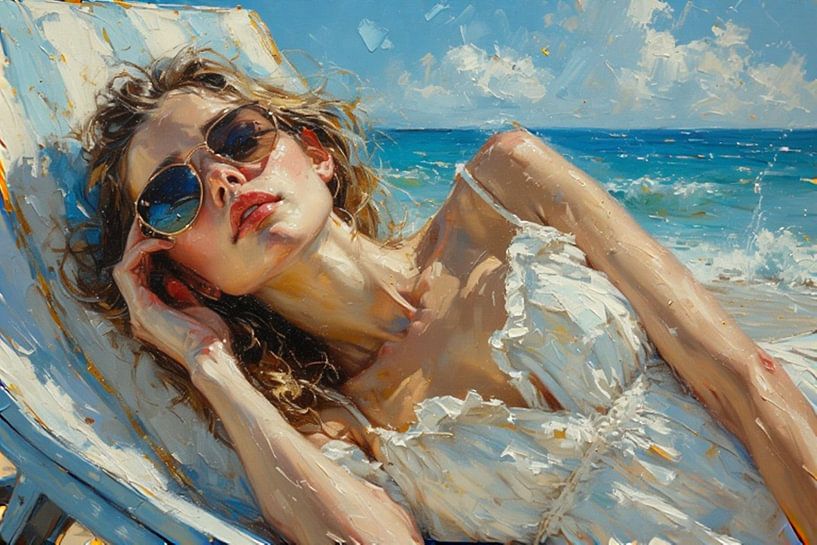 un sentiment de vacances jeune femme plage au bord de la mer. par J.a Dijkstra