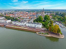 Aerial view of the historic town of Zuthpen on the river IJssel in the Netherlands by Eye on You