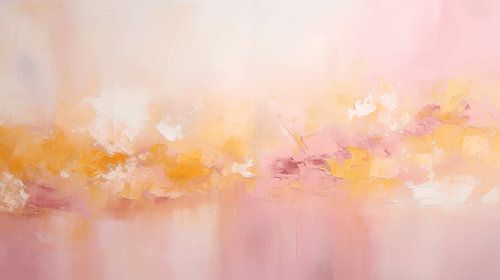 Abstract schilderij, roze en gele textuur pastelkleurige kunst design achtergrond