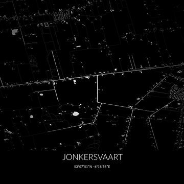 Zwart-witte landkaart van Jonkersvaart, Groningen. van Rezona