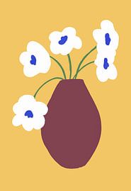 Dutch still life with a vase and flowers in Delft blue and orange by Milky Fine Art