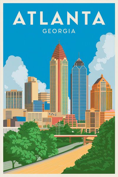 Atlanta, Georgia Vintage Reisposter van Poster Art Shop