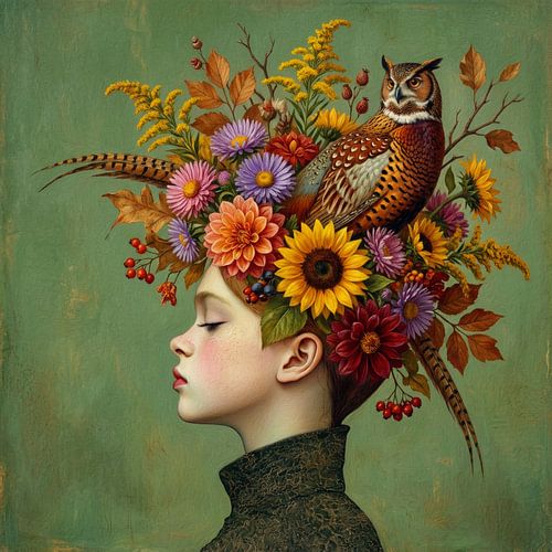 Autumn Owl & Flowers