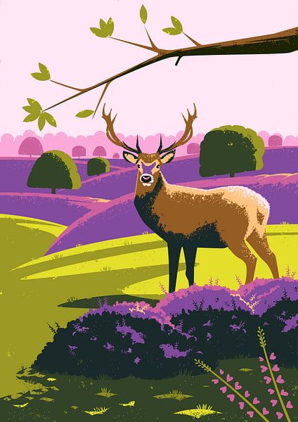 Cerf sur le Champ de Bruyère par Eduard Broekhuijsen