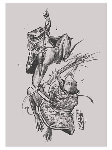 Les grenouilles dans le kimono - Sketch