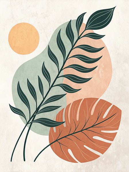 Imprimé d'art abstrait Boho Tropical Leaf par Artistic