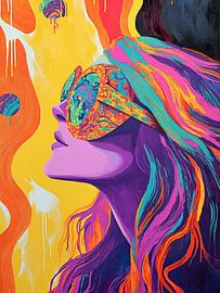 Cheerful Portrait | Cheerful Woman Colour by Eye catching paintings