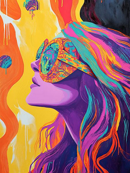 Cheerful Portrait | Cheerful Woman Colour by Eye catching paintings