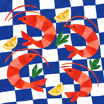 Fresh Prawns Checkered Pattern