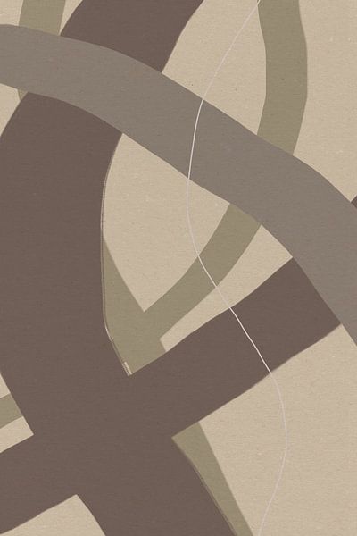 Moderne abstracte kunst. Organische lijnen pastelkleuren nr. 7 van Dina Dankers