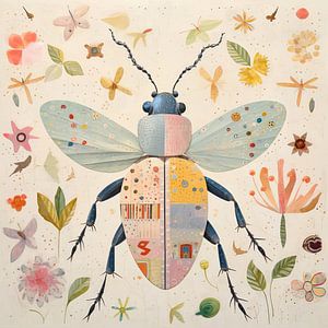 Pastel Insect Art | Coléoptère au pastel sur De Mooiste Kunst