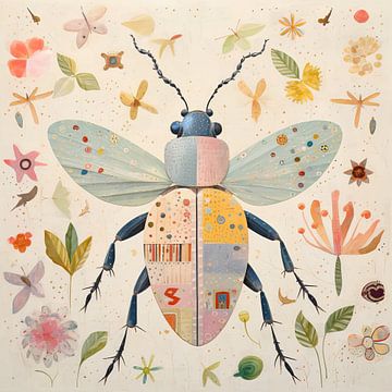 Pastel Insect Art | Kever in Pastel van De Mooiste Kunst