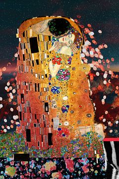Le baiser Gustav Klimt, Jugendstil dans un cadre moderne - collage numérique sur MadameRuiz