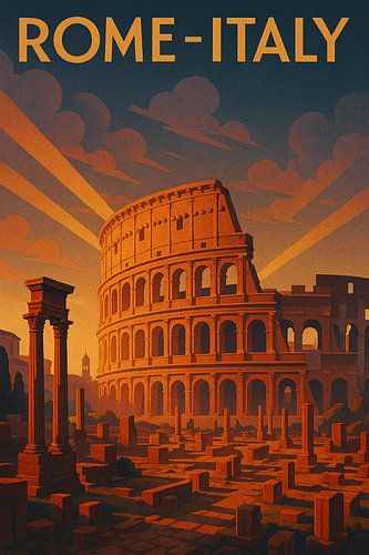 Rome Italy Colosseum Sunset Glow