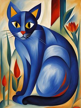 Kattenkunst in de stijl van Franz Marc (Nr.1) van Vincent the Cat