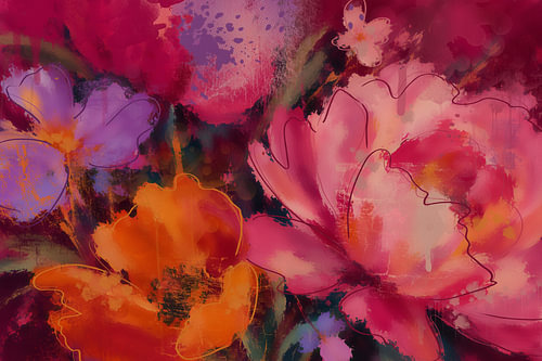 Wildflower Crush – Expressive floral art in pink, purple and orange