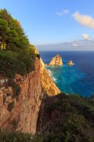 Sea view with a rock formation on the island of Zakynthos in Greece