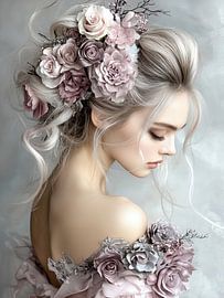 Flowery grace in delicate silence by Klaus Tesching - Art-AI