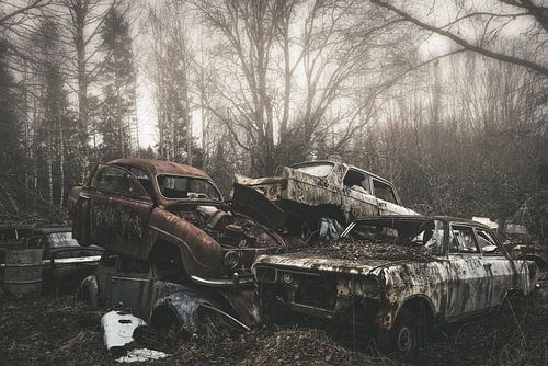 Verlaten autowrakken