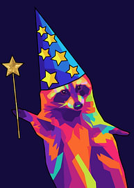 Magischer Zauberer-Waschbär – WPAP-Pop-Art