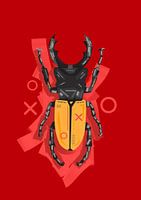 Beetle in Red Background