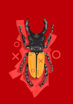 Käfer in rotem Hintergrund
