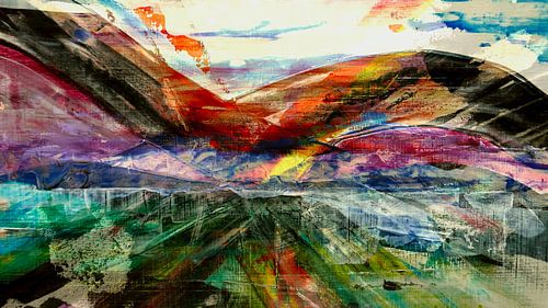 When ancient mountains meet restless sea - geological time compressed into pure colour. by Tymn Lintell