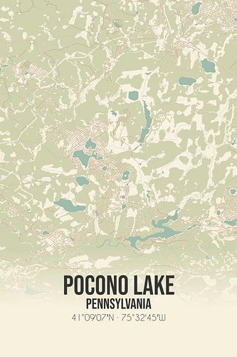 Alte Karte von Pocono Lake (Pennsylvania), USA.