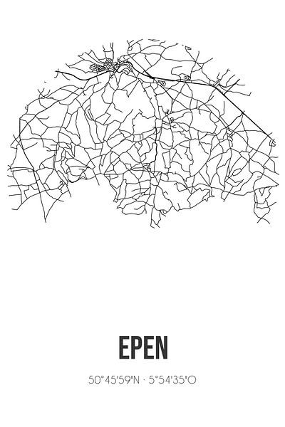 Epen (Limburg) | Map | Black and white by Prints of Place