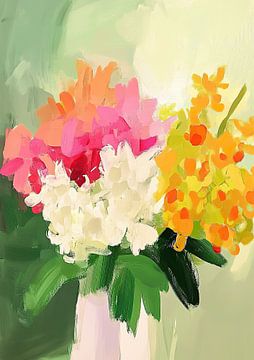 Abstract Green Flower Colourful Pastel