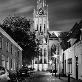 St. Nicholas Basilica in IJsselstein at night in black and white by Tony Buijse