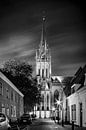 Sint Nicolaas Basiliek te IJsselstein bij avond in zwartwit van Tony Buijse thumbnail