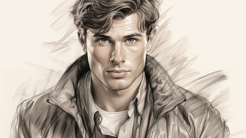 mannen portret tekening, man potlood tekening van Animaflora PicsStock