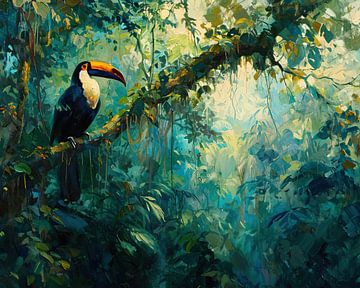 Schilderij Toekan Jungle van Kunst Kriebels