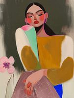 Kleurrijk modern en abstract portret met neon accenten