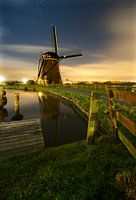 Molen in Lisse bij nacht