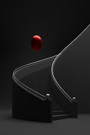 Spiral staircase with balloon by Jörg Hausmann