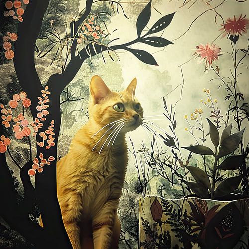 Cat art nature collage