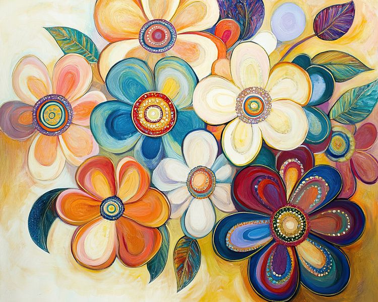 Jeu de fleurs | Fleurs colorées par Art Merveilleux