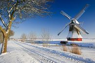 Moulin cramoisi en hiver, Zuidwolde, Groningen par Henk Meijer Photography Aperçu