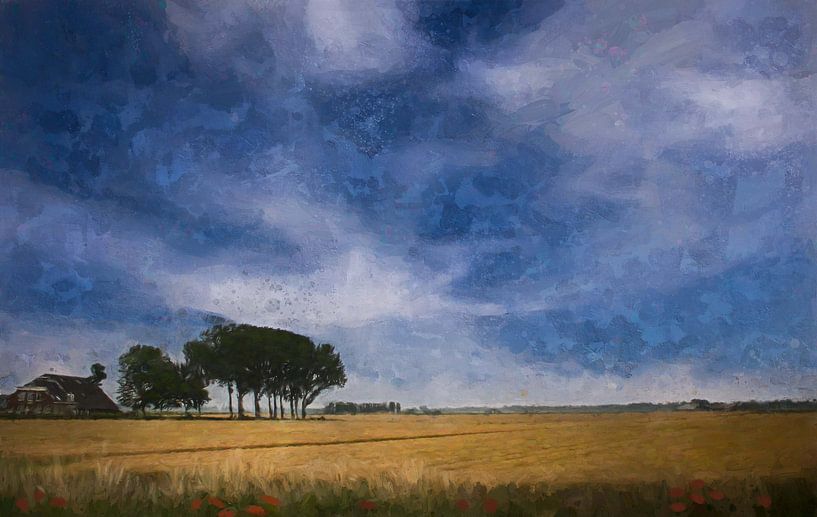 Holländischer Polder voller Getreide von Marco Lodder