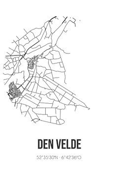 Den Velde (Overijssel) | Map | Black and white by Rezona