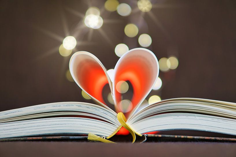 Opened book with pages, beaten to the heart by Martin Köbsch