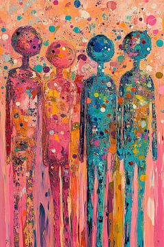 Bunte Menschen mit Tupfen von Kunst Laune