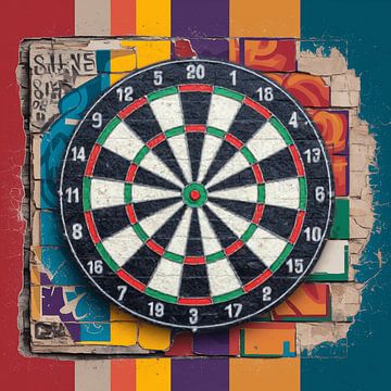 Dartbord op oude stenen muur - als mooie graffiti, van Segaspics
